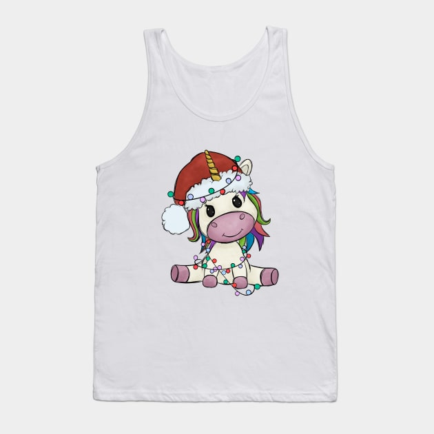 Unicorn Christmas Tank Top by Nessanya